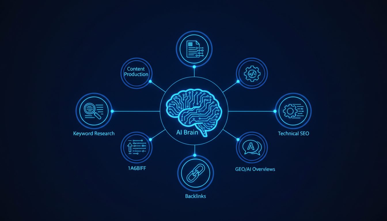 Metodología SEO con 5 pilares: keywords, contenido, técnico, GEO y backlinks