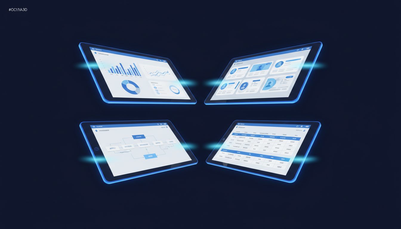 Comparativa de herramientas de automatización de RRHH con interfaces de software HRMS y ATS