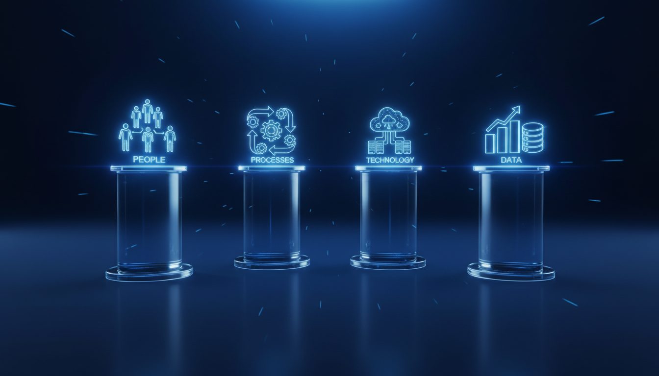 Cuatro pilares de la transformación digital: personas, procesos, tecnología y datos