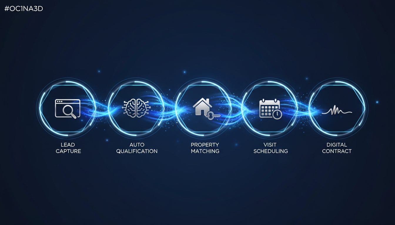 Embudo inmobiliario automatizado: captación, cualificación IA, matching, visita, firma